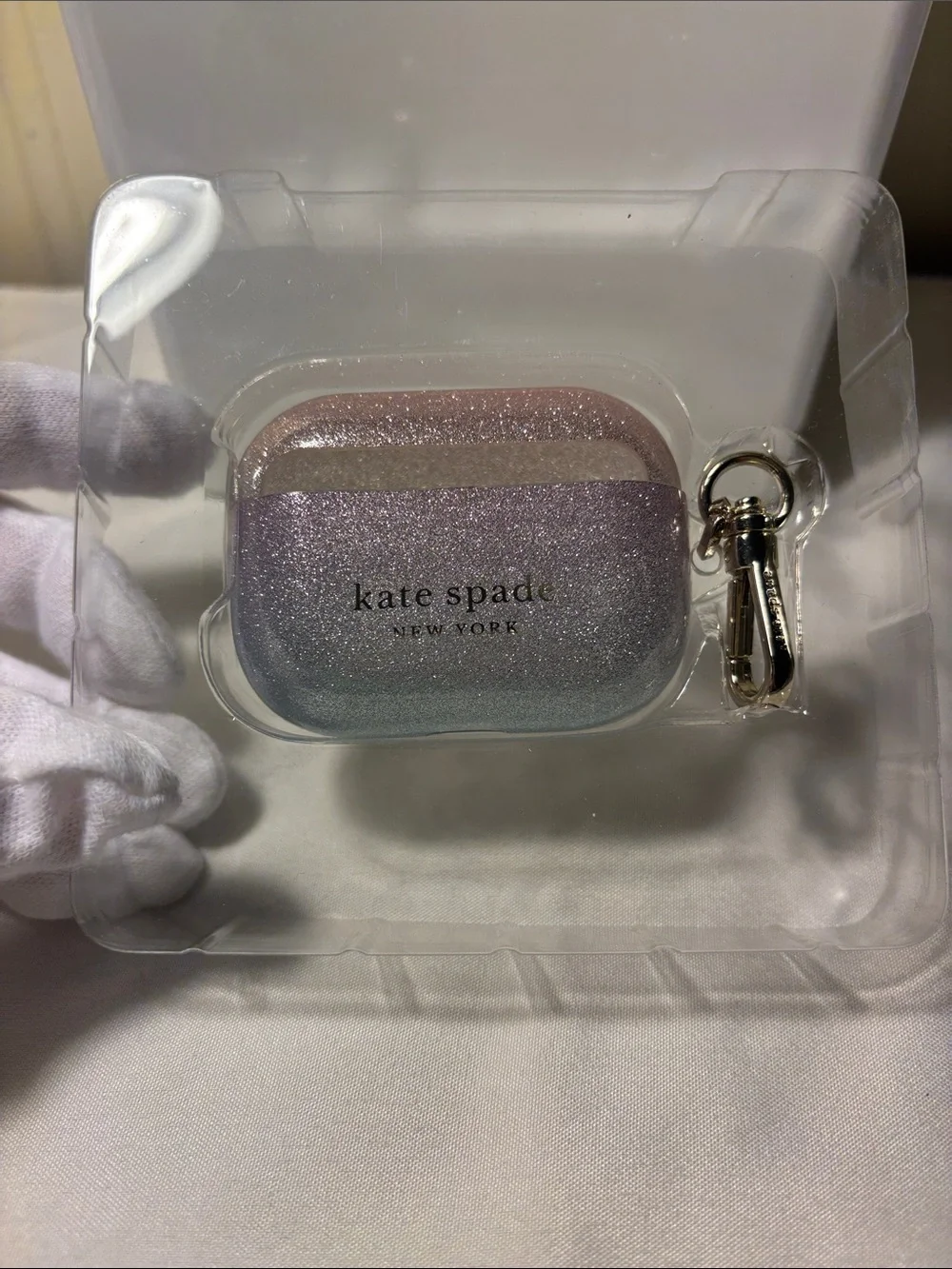 ✨ NIB Kate Spade AirPods Pro Case – Discontinued Ombre Glitter Sunset 🌅